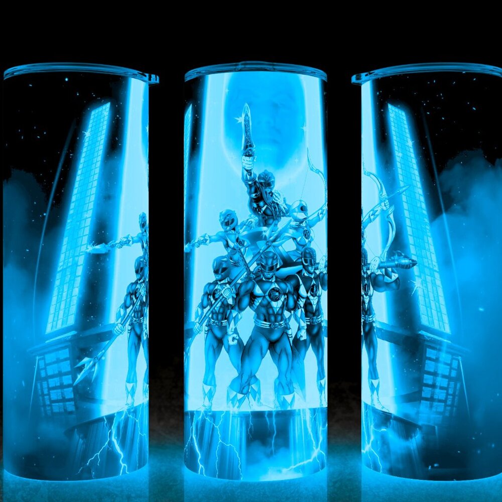 Glow in the Dark Power Rangers 90s Comic Book Style Cup Mug Tumbler 20oz